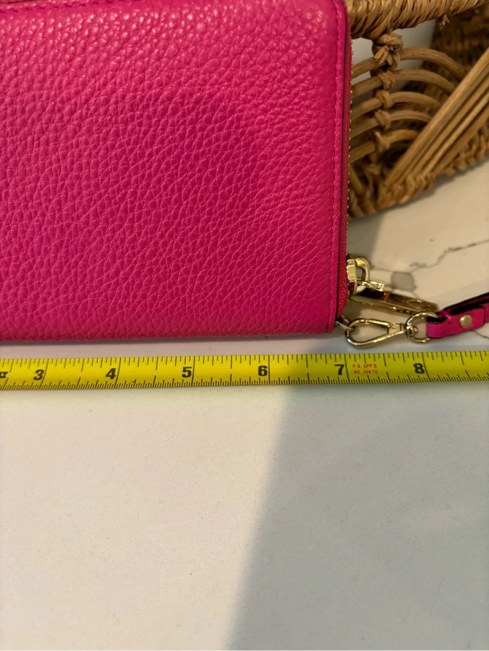 Kate Spade Double Zip Continental Saffiano Wristlet Sweetheart Pink Gold Metal